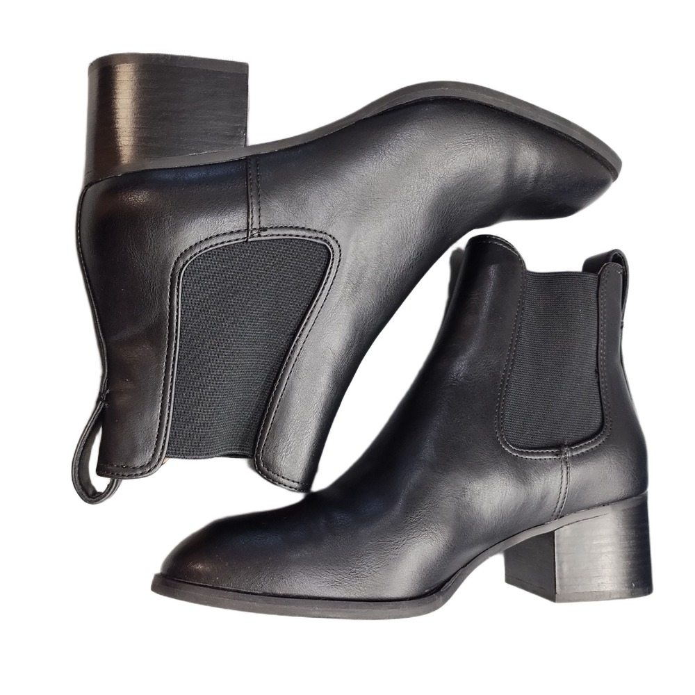 Nordstrom Rack Callie Chelsea Boots Womens US 9M Black Synthetic Block Heel EUC